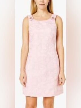 Lilly Pulitzer Light Pink Sleeveless Shift Dress with Silver floral detail